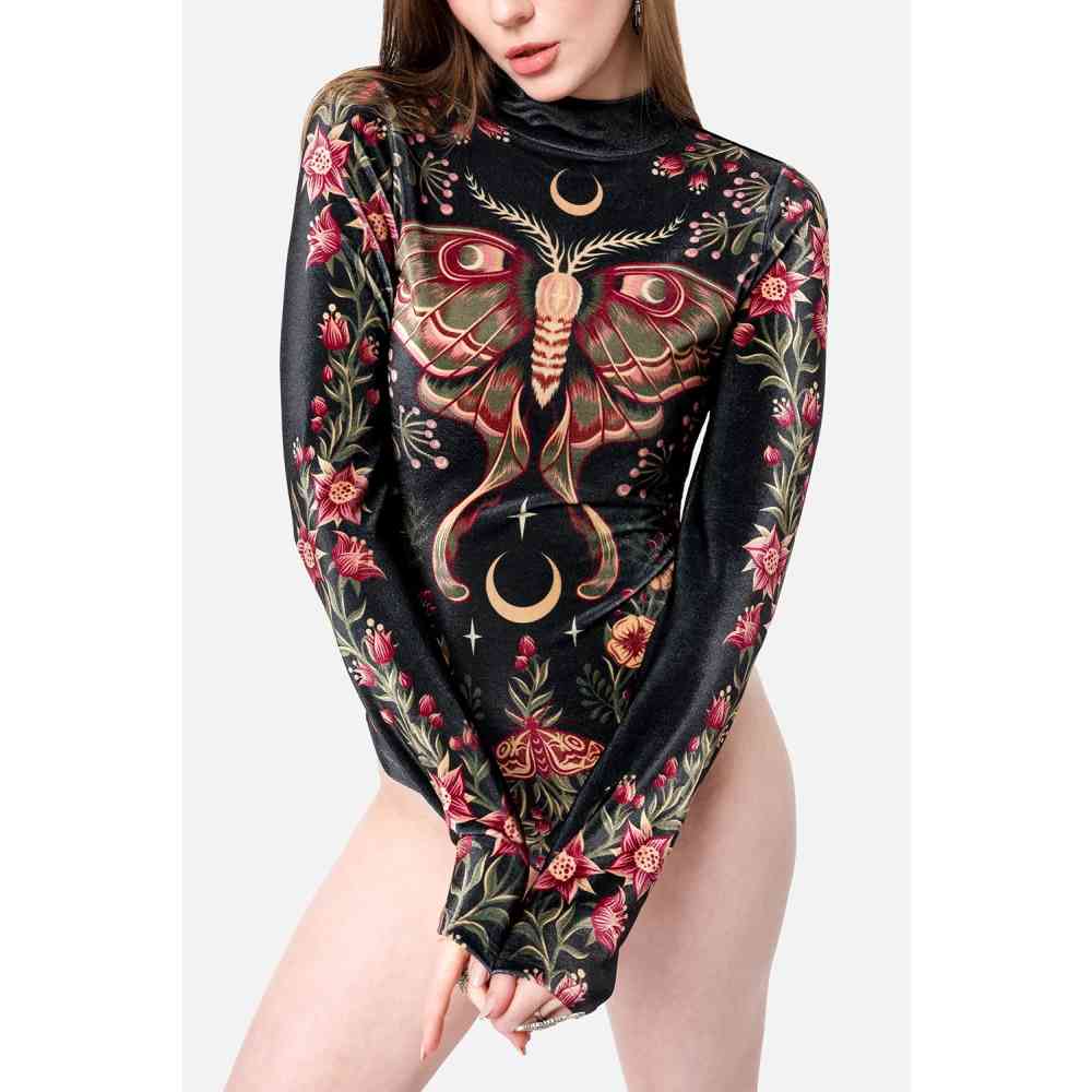 Restyle - Wilderwood Velvet Bodysuit - Zwart/Multicolours